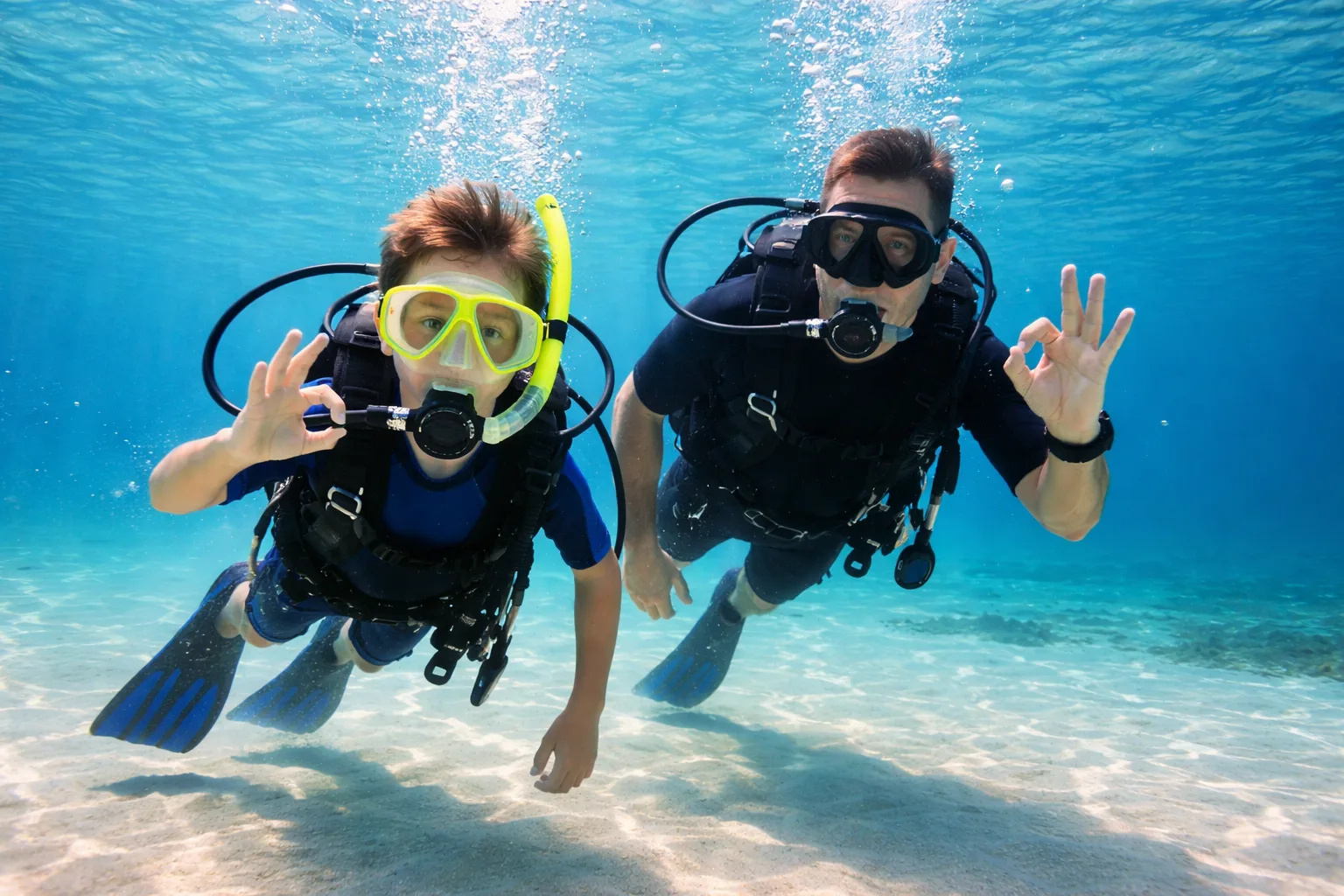 Scuba diver in open water - international destinations on iDive